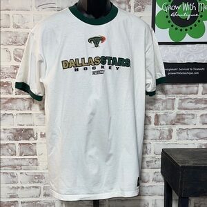 CCM Dallas Stars White and Green Short Sleeve Tee